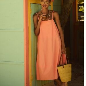 Anthropologie Self Contrast Bare Sleeveless Barrel midi Dress